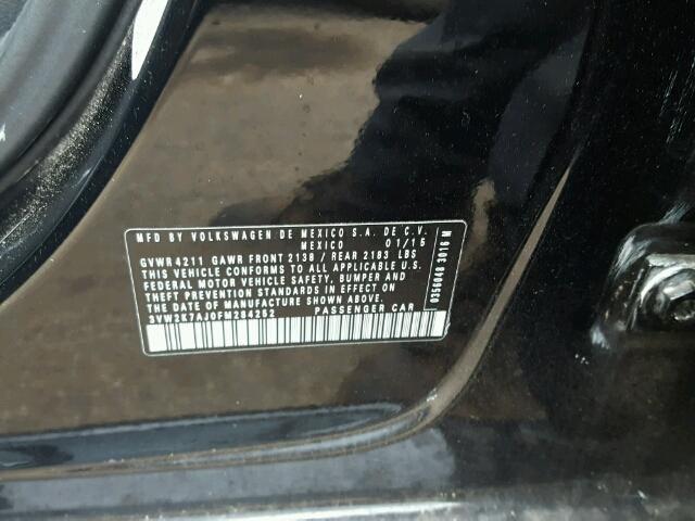 3VW2K7AJ0FM284252 - 2015 VOLKSWAGEN JETTA BASE 黑色 照片 10