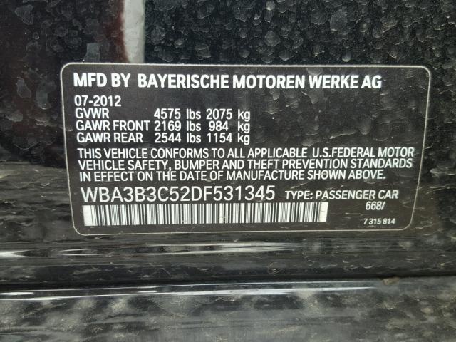 WBA3B3C52DF531345 - 2013 BMW 328 XI BLACK photo 10