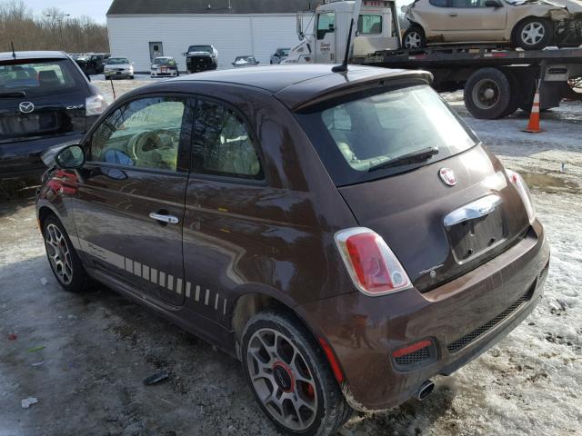 3C3CFFBR6FT501274 - 2015 FIAT 500 SPORT BROWN photo 3