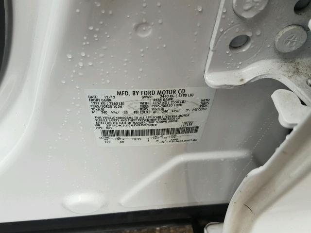 2FMDK3JC8DBB51366 - 2013 FORD EDGE SEL WHITE photo 10