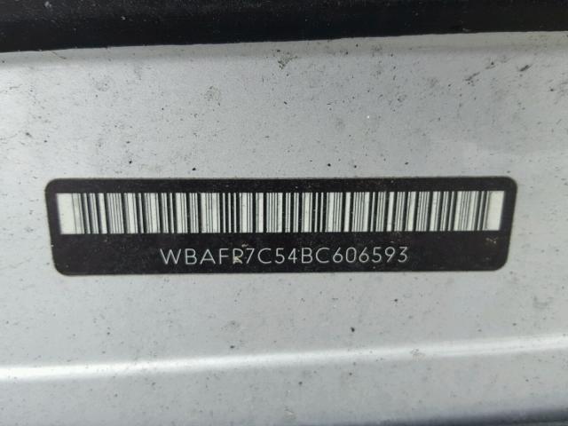 WBAFR7C54BC606593 - 2011 BMW 535 I SILVER photo 10