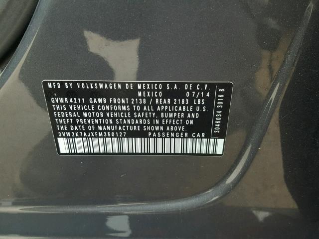 3VW2K7AJXFM350127 - 2015 VOLKSWAGEN JETTA BASE 银色 照片 10