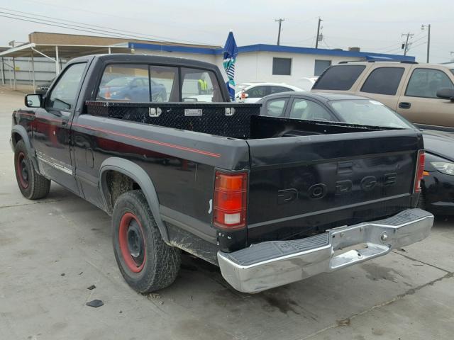 1B7FL26X5MS332348 - 1991 DODGE DAKOTA BLACK photo 3