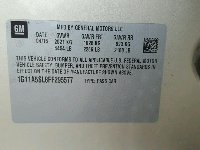 1G11A5SL8FF295577 - 2015 CHEVROLET MALIBU LS ბეჟი ფოტო 10