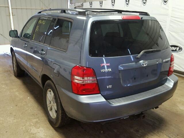 JTEGF21A920050670 - 2002 TOYOTA HIGHLANDER BLUE photo 3