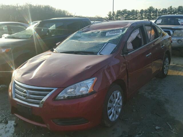 3N1AB7AP8FL685088 - 2015 NISSAN SENTRA S RED photo 2