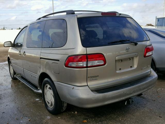 4T3ZF13C11U338523 - 2001 TOYOTA SIENNA LE GOLD photo 3