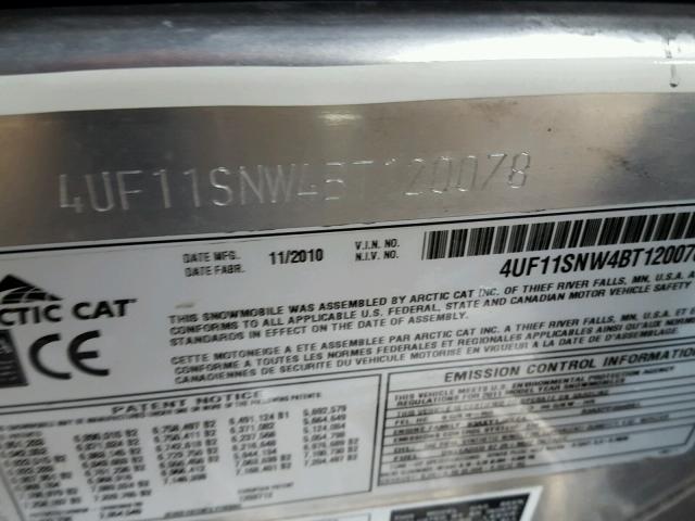 4UF11SNW4BT120078 - 2011 ARCT F6 BLACK photo 20