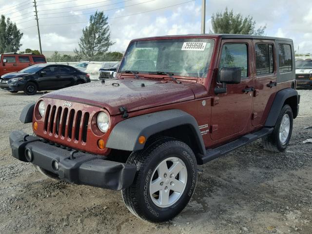 1J4BA3H18AL104847 - 2010 JEEP WRANGLER U BURGUNDY photo 2