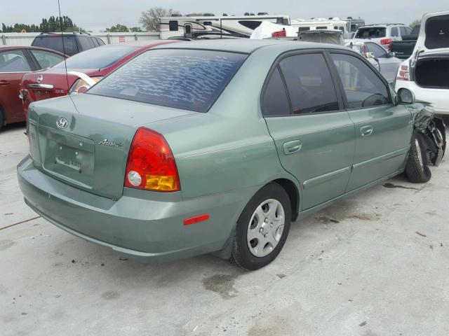 KMHCG45C25U584853 - 2005 HYUNDAI ACCENT GL GREEN photo 4