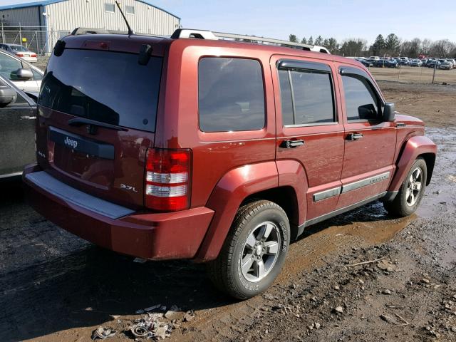 1J8GN28K78W116928 - 2008 JEEP LIBERTY SP BURGUNDY photo 4