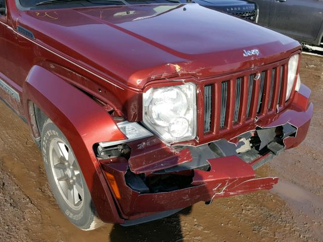 1J8GN28K78W116928 - 2008 JEEP LIBERTY SP BURGUNDY photo 9