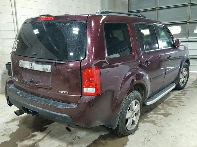 5FNYF4H52BB001017 - 2011 HONDA PILOT EXL MAROON photo 4