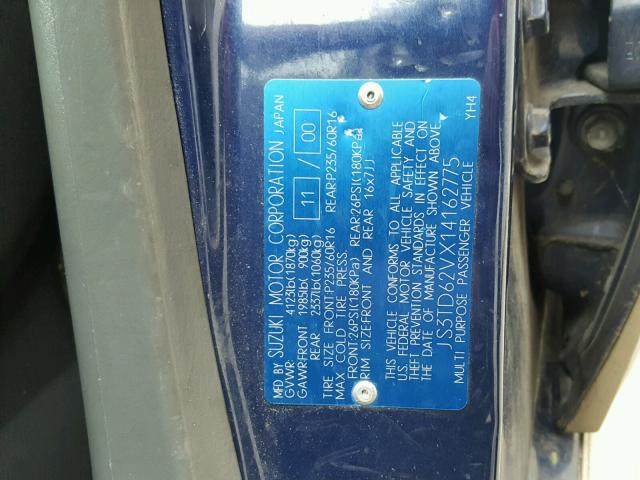 JS3TD62VX14162775 - 2001 SUZUKI GRAND VITA BLUE photo 10