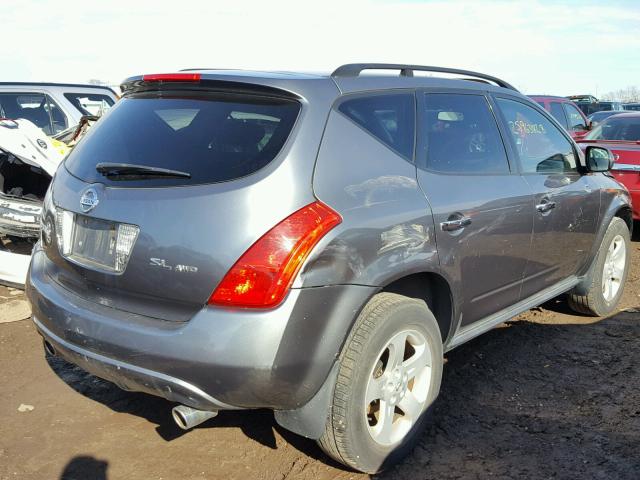 JN8AZ08W25W423304 - 2005 NISSAN MURANO SL GRAY photo 4