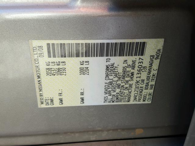 1N4CL21E59C136037 - 2009 NISSAN ALTIMA HYB GOLD photo 10