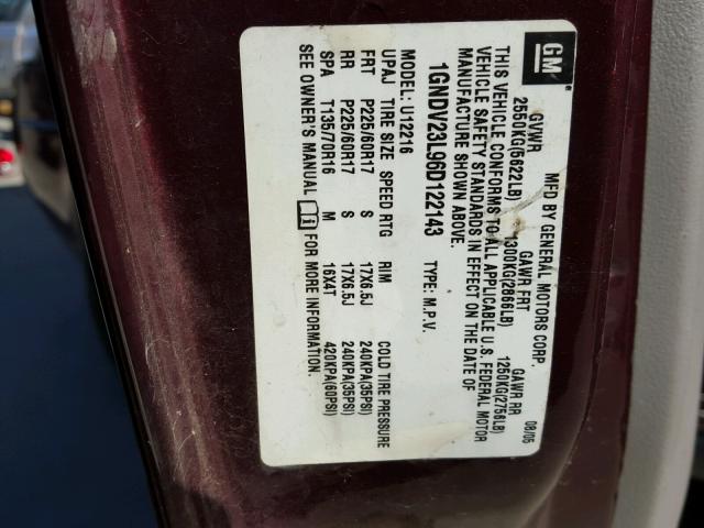 1GNDV23L96D122143 - 2006 CHEVROLET UPLANDER L 栗色 照片 10