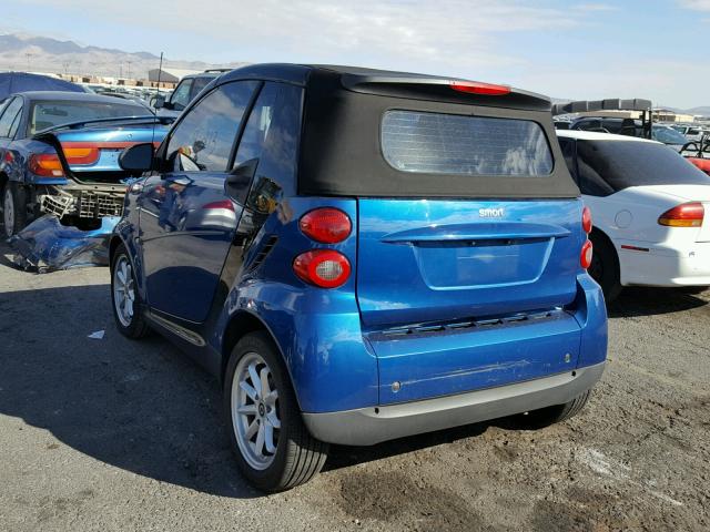 WMEEK31X18K096073 - 2008 SMART FORTWO PAS BLUE photo 3