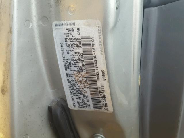 4T1BG22KXYU678303 - 2000 TOYOTA CAMRY CE SILVER photo 10