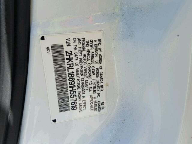 2HKRL18691H557619 - 2001 HONDA ODYSSEY EX WHITE photo 10