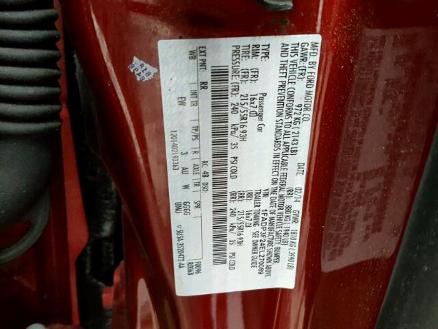 1FADP3F24EL270089 - 2014 FORD FOCUS SE RED photo 10