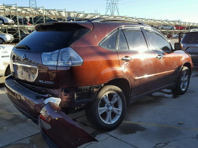 JTJHW31UX82045240 - 2008 LEXUS RX 400H MAROON photo 4