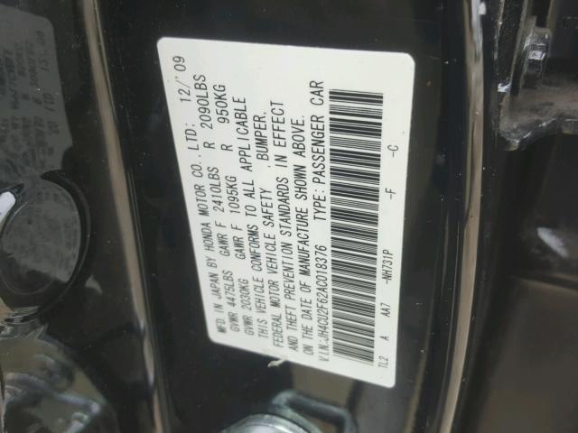 JH4CU2F62AC018376 - 2010 ACURA TSX BLACK photo 10