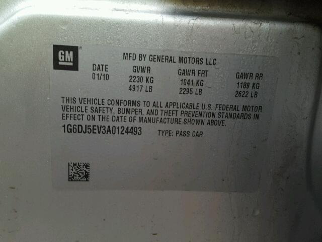 1G6DJ5EV3A0124493 - 2010 CADILLAC CTS PERFOR Srebrny zdjęcie 10