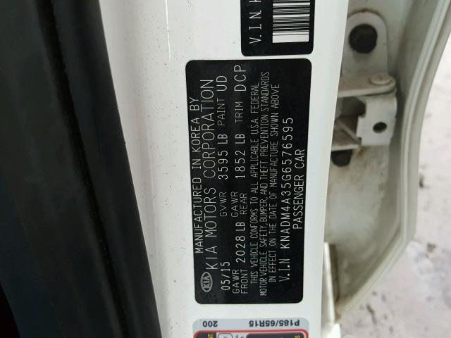 KNADM4A35G6576595 - 2016 KIA RIO LX Սպիտակ լուսանկար 10