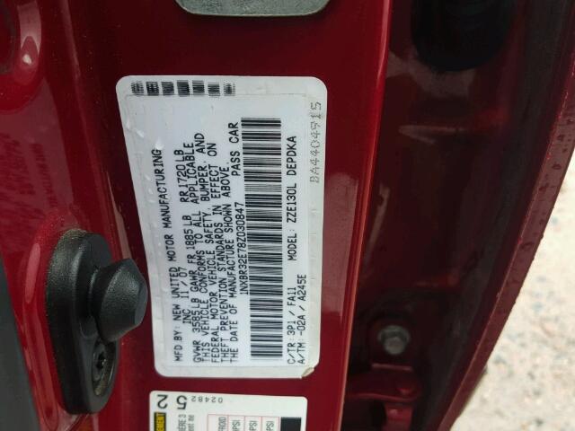 1NXBR32E78Z030847 - 2008 TOYOTA COROLLA CE RED photo 10