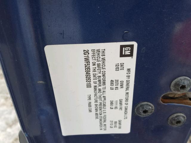 2G1WF52E849263100 - 2004 CHEVROLET IMPALA 蓝色 照片 10