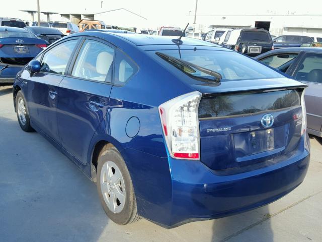 JTDKN3DU7A0069164 - 2010 TOYOTA PRIUS BLUE photo 3