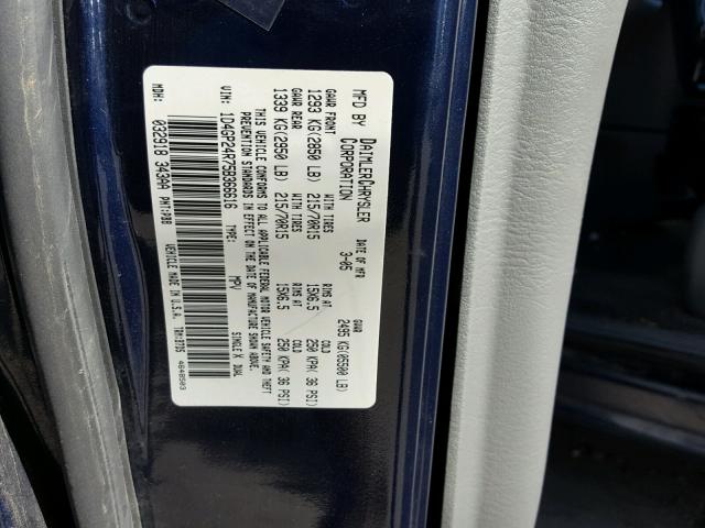 1D4GP24R75B366616 - 2005 DODGE GRAND CARA BLUE photo 10