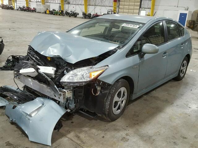 JTDKN3DU2E1745259 - 2014 TOYOTA PRIUS GREEN photo 2