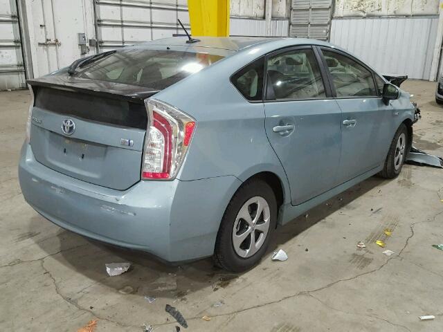 JTDKN3DU2E1745259 - 2014 TOYOTA PRIUS GREEN photo 4