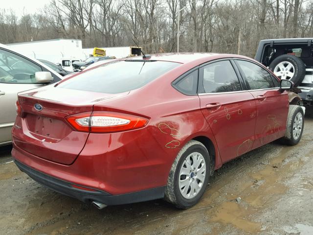 3FA6P0G7XDR233274 - 2013 FORD FUSION S RED photo 4