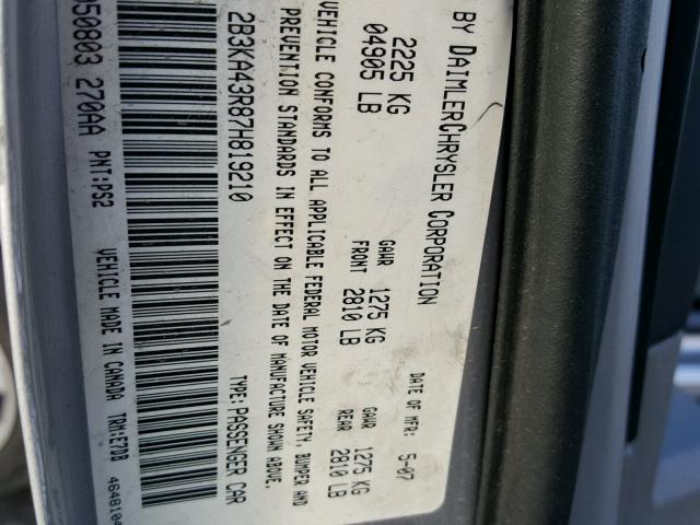 2B3KA43R87H819210 - 2007 DODGE CHARGER SE GRAY photo 10