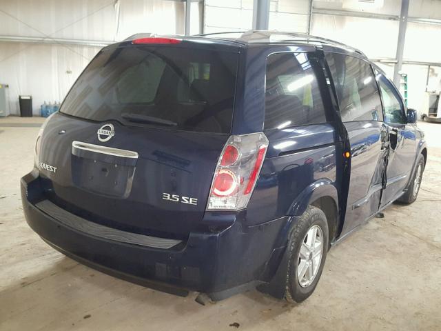 5N1BV28U97N141168 - 2007 NISSAN QUEST S BLUE photo 4