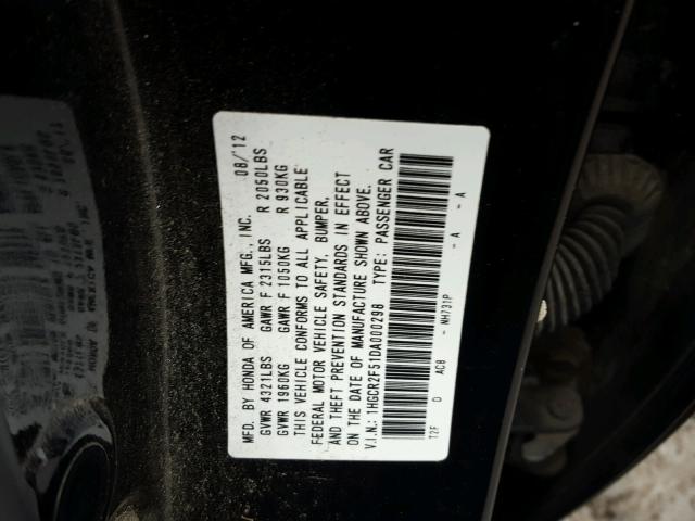 1HGCR2F51DA000298 - 2013 HONDA ACCORD SPO BLACK photo 10