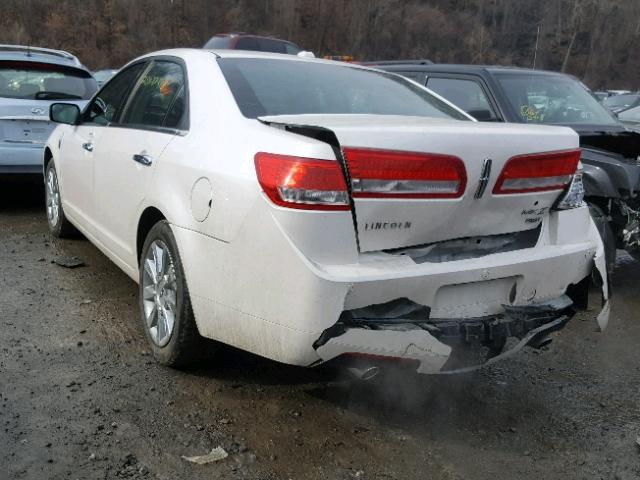 3LNHL2JC2CR820546 - 2012 LINCOLN MKZ WHITE photo 3