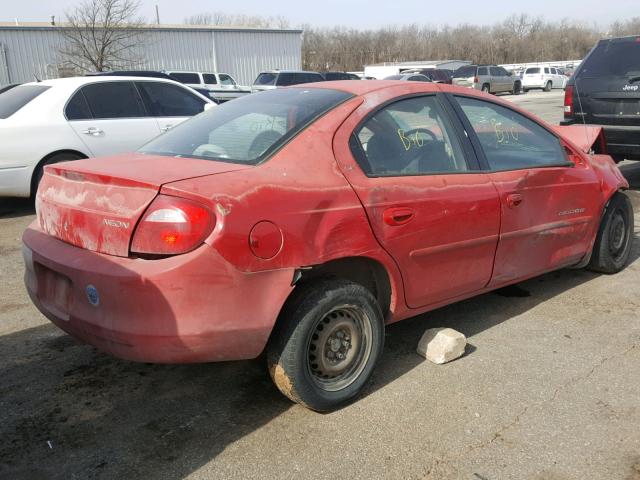 1B3ES46C61D134550 - 2001 DODGE NEON SE RED photo 4