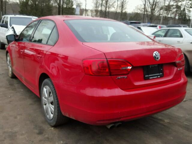 3VWDX7AJ9CM079213 - 2012 VOLKSWAGEN JETTA SE RED photo 3