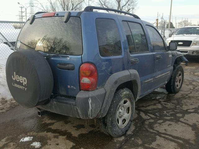 1J4GL48K24W158078 - 2004 JEEP LIBERTY SP BLUE photo 4