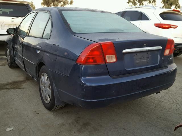 2HGES26761H597993 - 2001 HONDA CIVIC EX BLUE photo 3