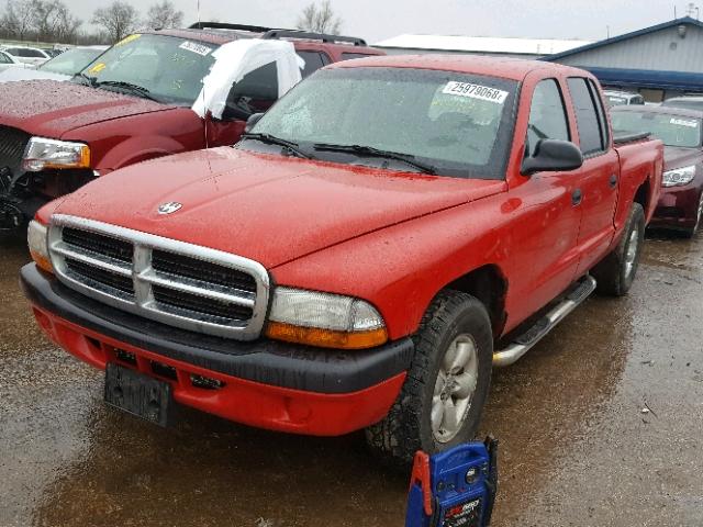 1D7HL38K44S621095 - 2004 DODGE DAKOTA QUA RED photo 2