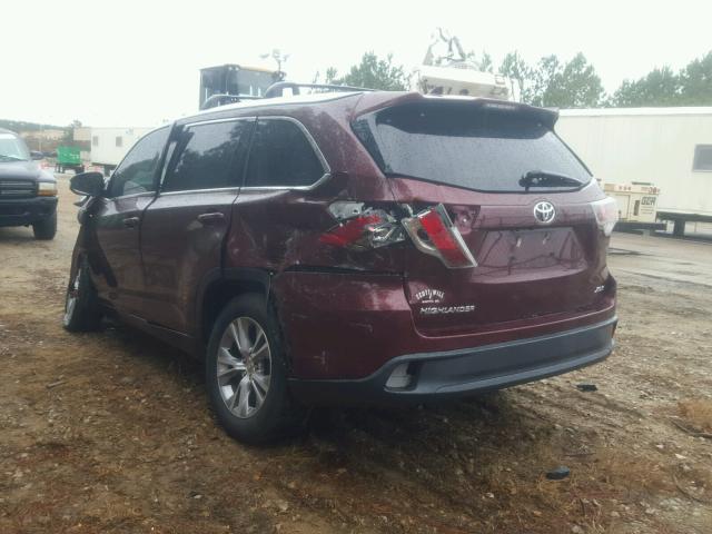 5TDKKRFH9FS095510 - 2015 TOYOTA HIGHLANDER RED photo 3