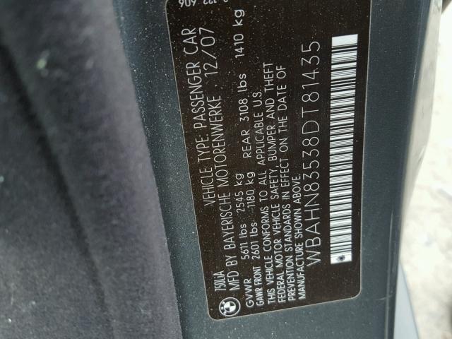 WBAHN83538DT81435 - 2008 BMW 750 LI GRAY photo 10