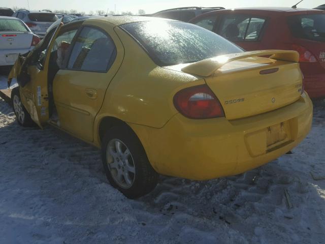 1B3ES56C53D105503 - 2003 DODGE NEON SXT YELLOW photo 3