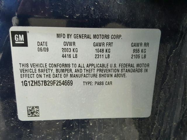 1G1ZH57B29F254669 - 2009 CHEVROLET MALIBU 1LT 蓝色 照片 10