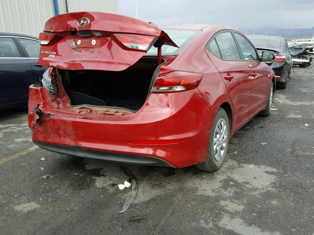 KMHD74LF9HU121310 - 2017 HYUNDAI ELANTRA SE RED photo 4